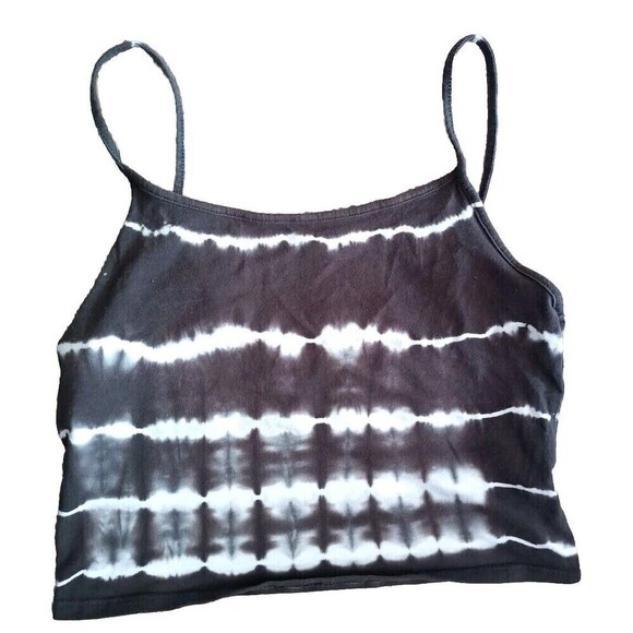 American Eagle Black White Tie Dye Cropped Cami Size Medium Athleisure Y2K 90s - Picture 1 of 4